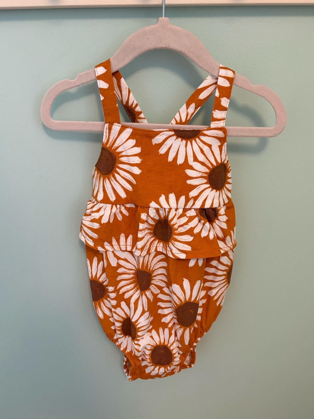 Carter's Orange and White Sunflower Romper